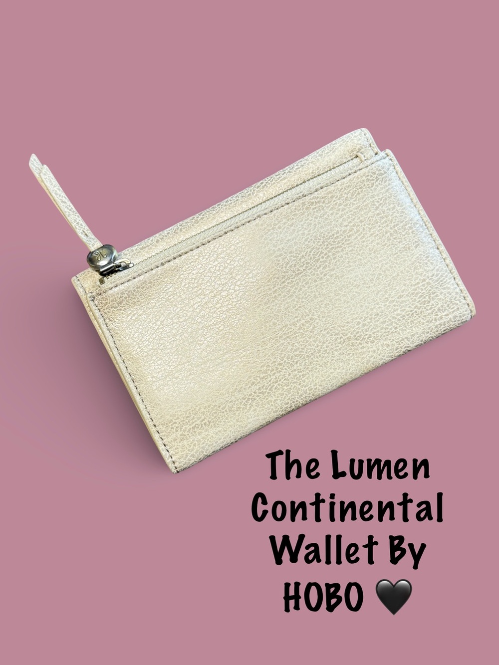HOBO Lumen Continental Wallet in Brushed Gold Leaf Leather